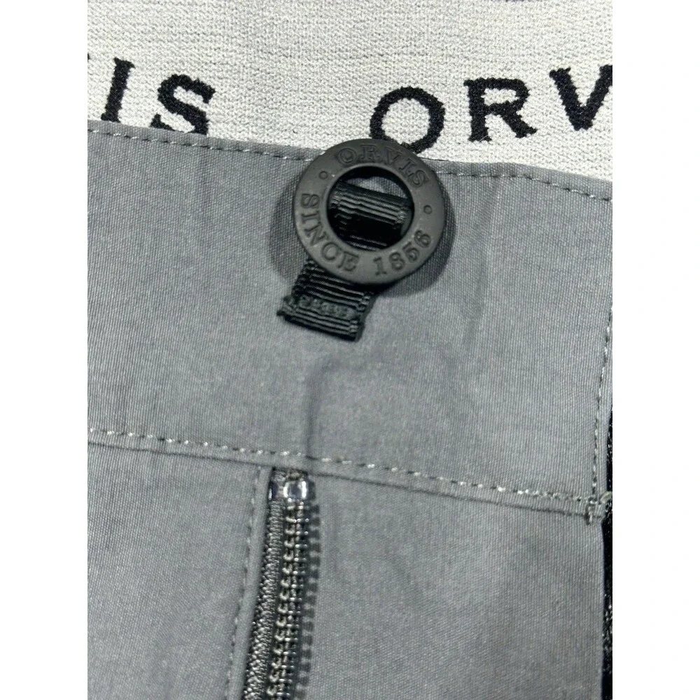 Orvis Men’s Gray Traveler Pants Regular Fit Straight Leg 38 Stretch Flat Front